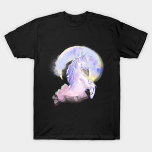 Unicorn Fantasy Creature in Moonlight T-Shirt